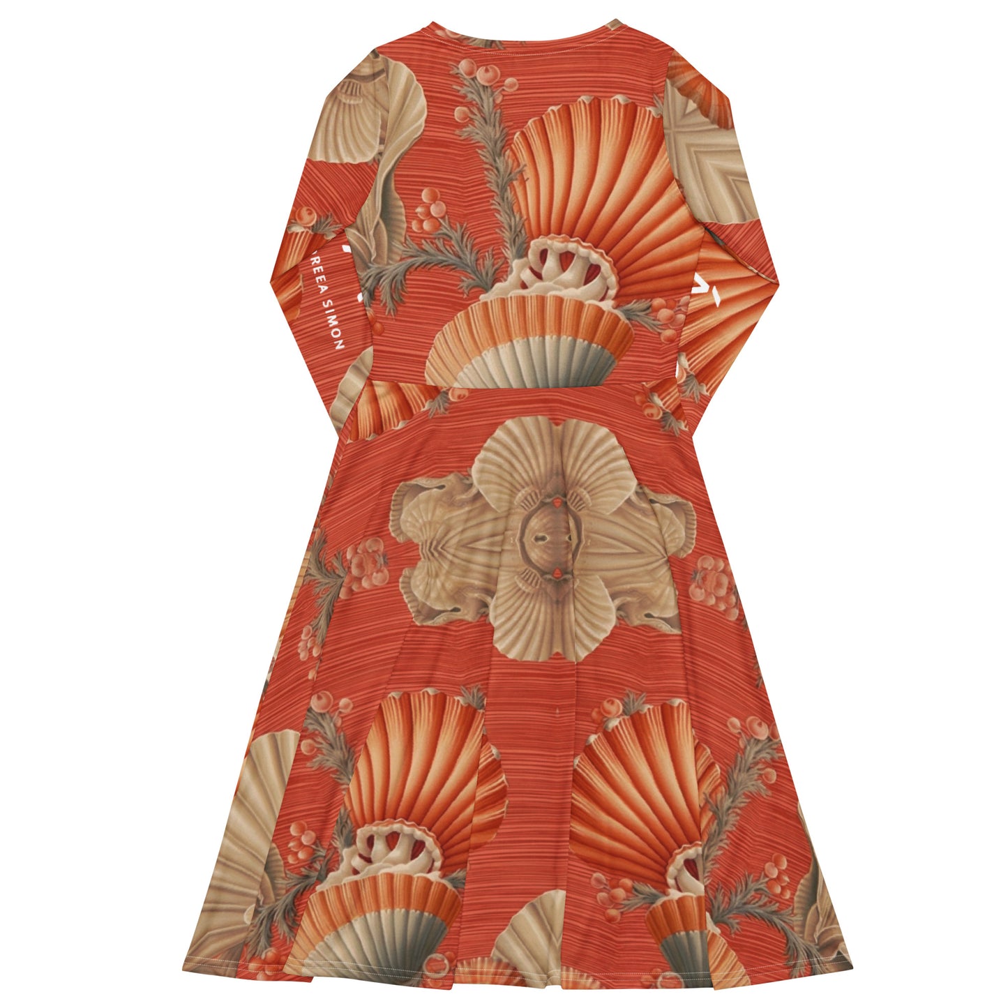 All-over print long sleeve midi dress
