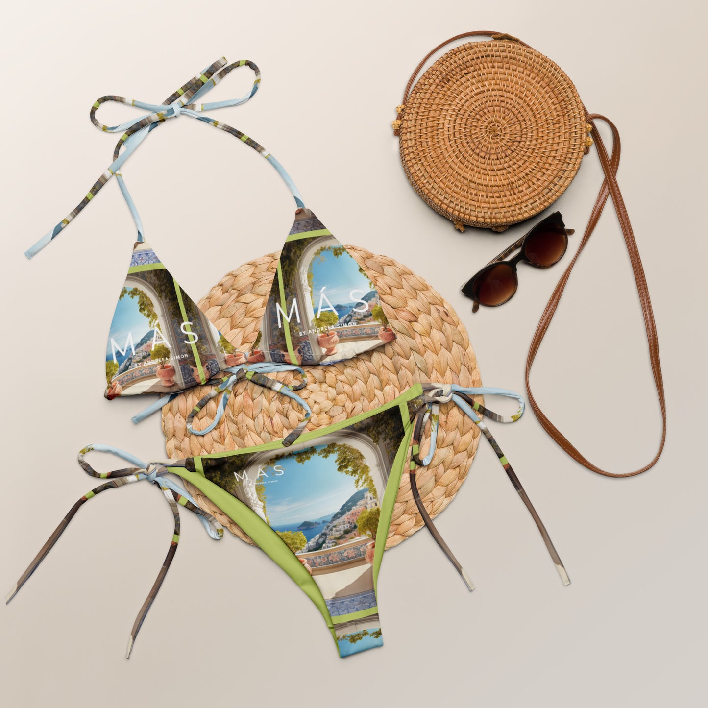 All-over print recycled string bikini