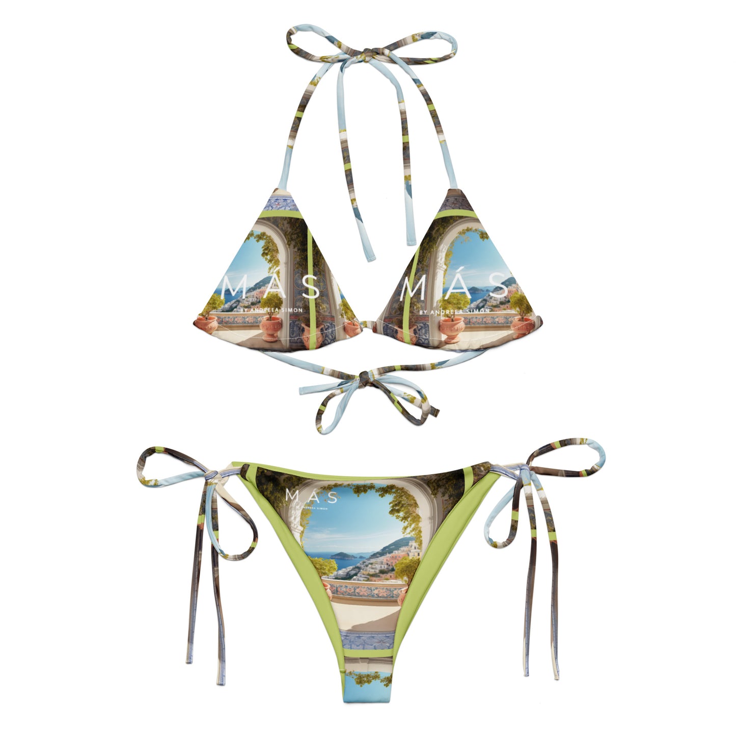 All-over print recycled string bikini